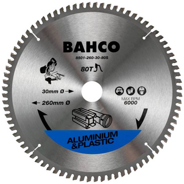 Bahco Kreissägeblatt, 216 mm, 48 Zähne, Trapezverzahnung für Alu+Kunststoff