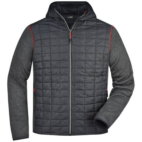 James & Nicholson Strickfleecejacke im stylischen Materialmix Herren JN772 Gr. L grey-melange/anthracite-melange