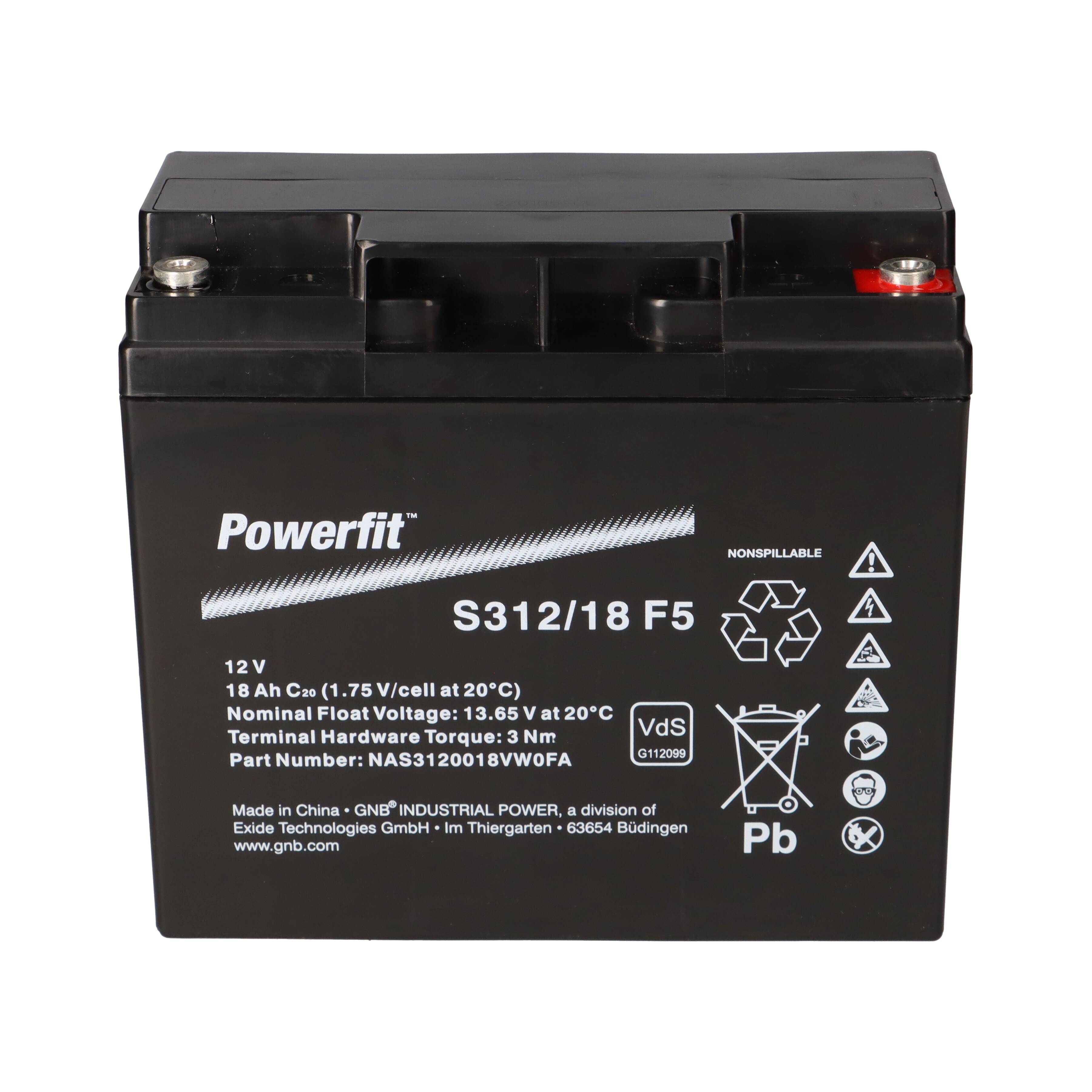 Exide Powerfit Bleiakku AGM 12V 18Ah S312/18 F5-1