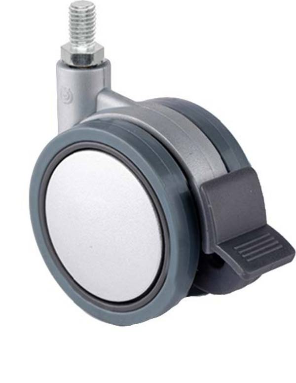Lenkrolle mit Feststeller und Gewindestift M10 75 mm Elastik Gray "EVA"