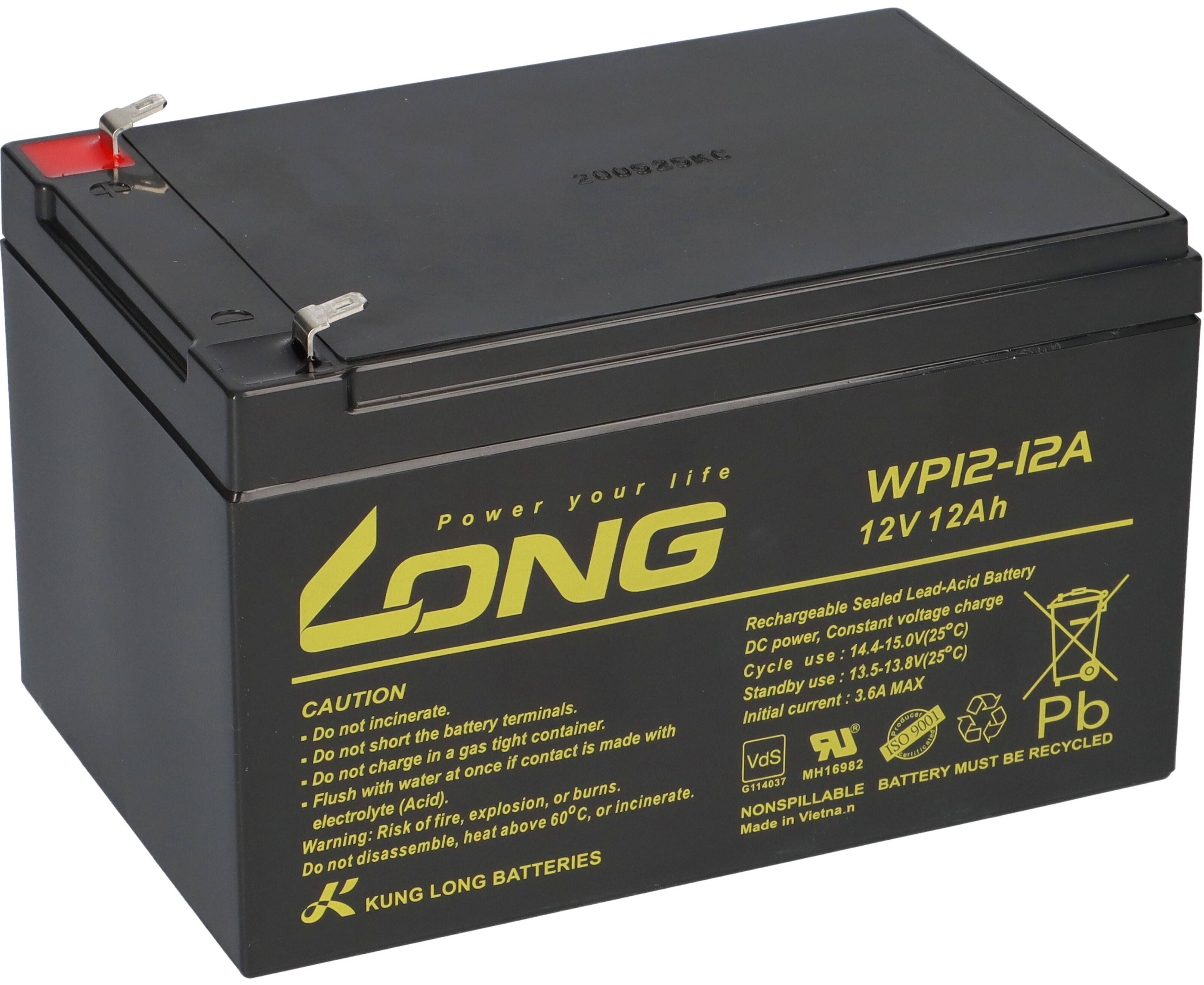 Kung Long WP12-12 F1 12V 12Ah AGM Akku VdS – passend für Panasonic LC-RA1212PG-0