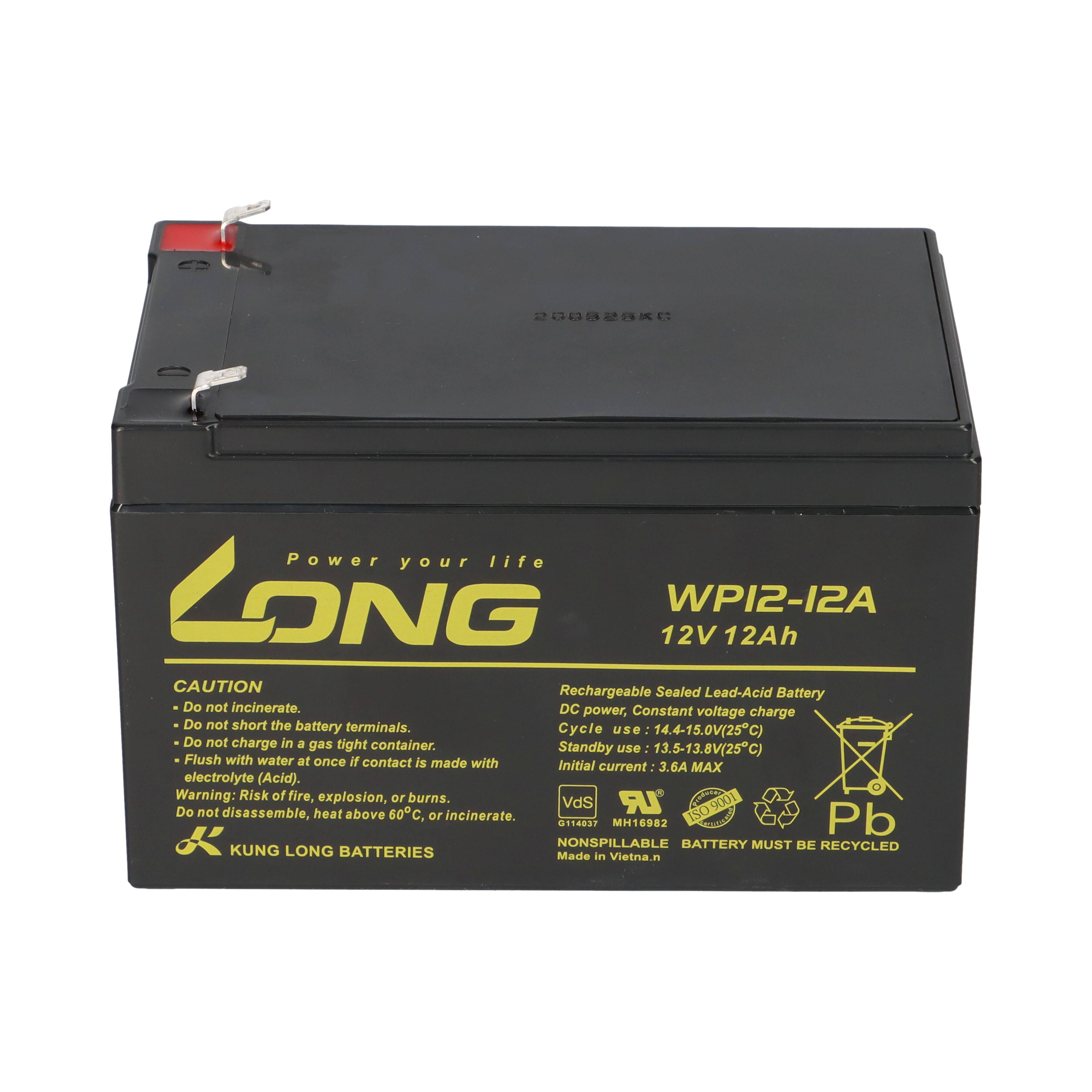 Kung Long WP12-12 F1 12V 12Ah AGM Akku VdS – passend für Panasonic LC-RA1212PG-1