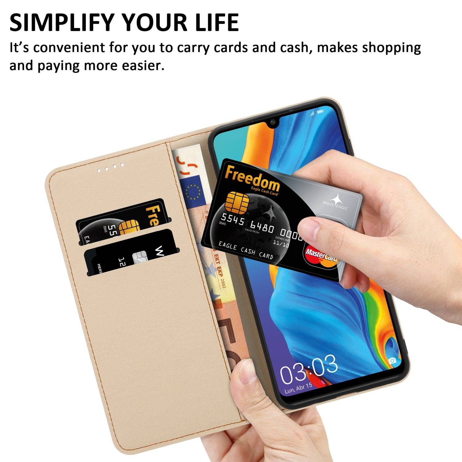 Cadorabo Schutzhülle für Huawei P30 LITE Hülle Design Schwarz Handyhülle Schutzhülle Etui Magnetisch Case Cover-2