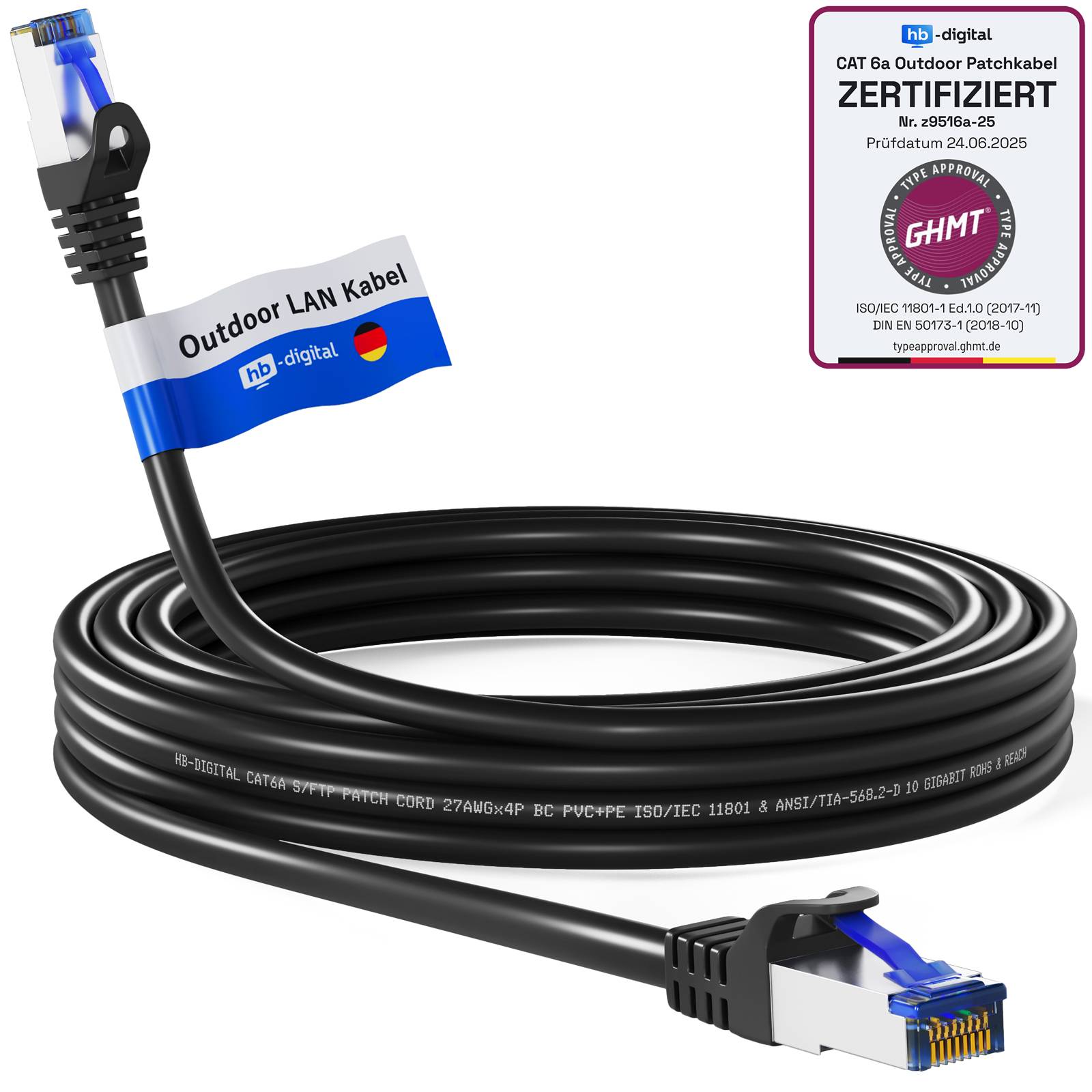 hb-digital RJ45 Patchkabel CAT 6a Outdoor S/FTP PVC PE 10m-0