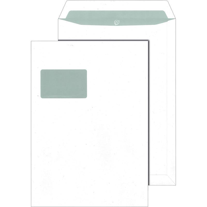 Versandtaschen DIN C4, 229 x 324 mm, haftklebend, weiß, 100 g/m², mit Fenster 55-0