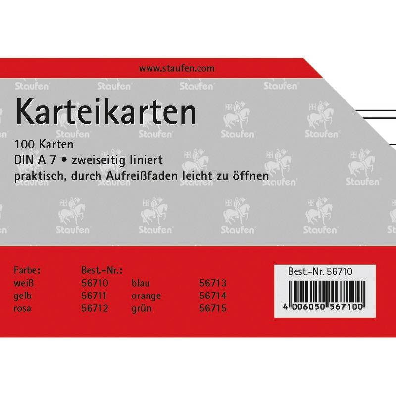 Karteikarten A7 liniert 180g/qm weiß VE=100 Stück-0
