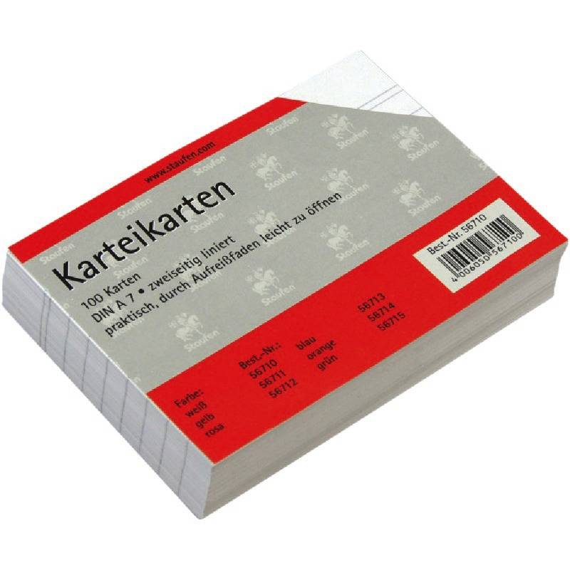 Karteikarten A7 liniert 180g/qm weiß VE=100 Stück-1