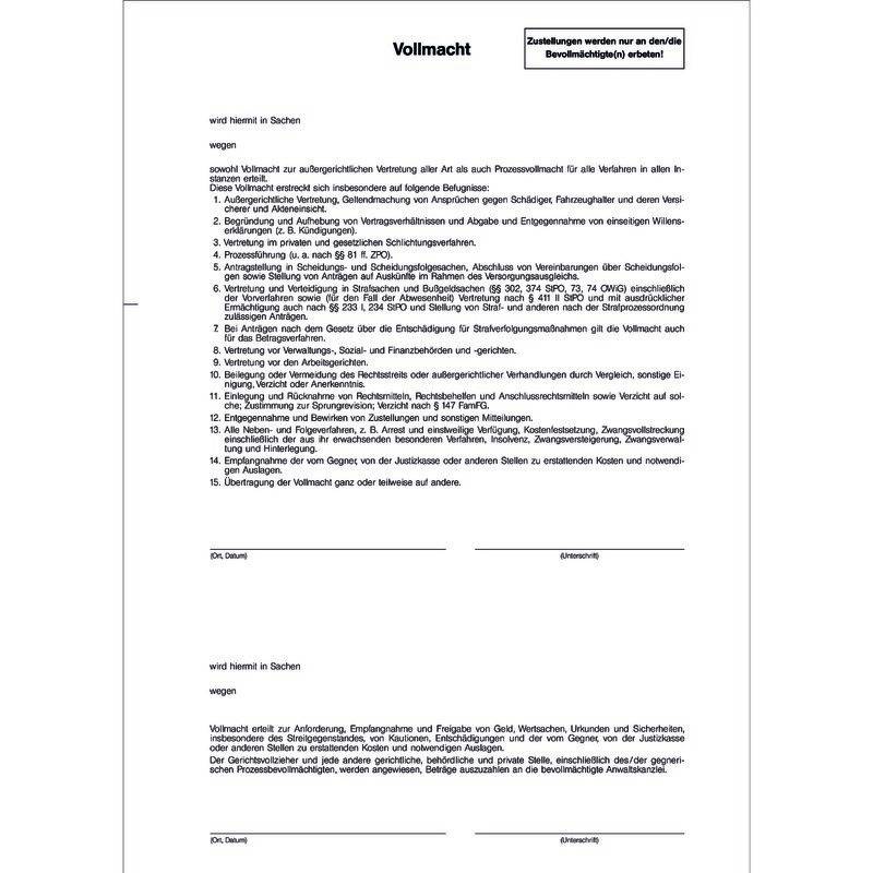 SoldanPlus Ausführliche Einheitsvollmacht mit Inkassoabschnitt-0
