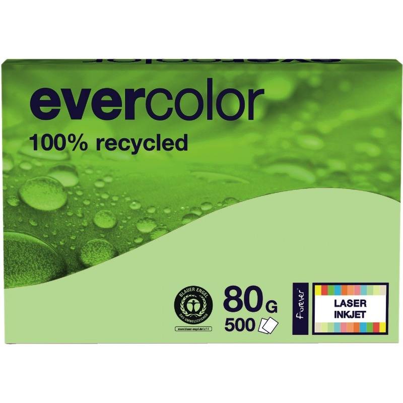 Recycling Kopierpapier evercolor, DIN A4, 80 g/m², Pack: 500 Blatt, hellgrün-0