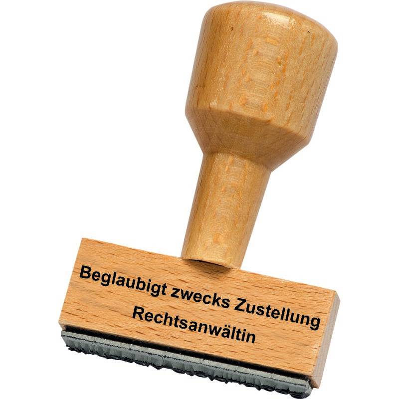 SoldanPlus Holzstempel "Beglaubigt zwecks Zustellung - Rechtsanwältin"-1