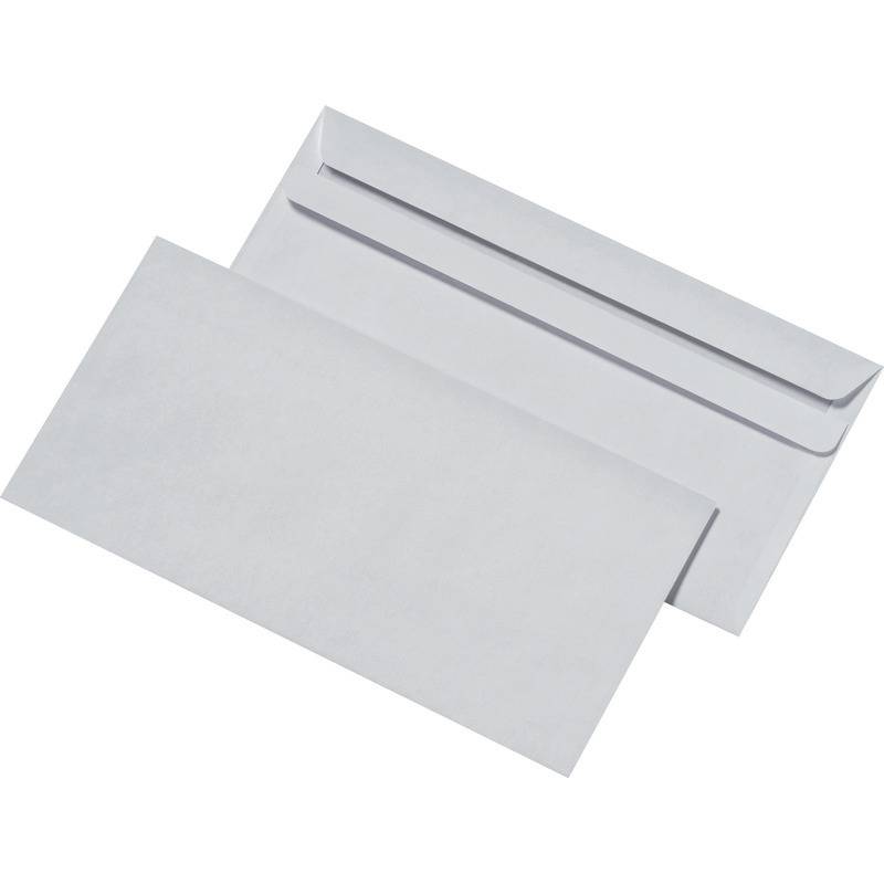 Briefumschlag DIN lang, 110 x 220 mm, selbstklebend, weiß, 75 g/m², grauer Innen-0