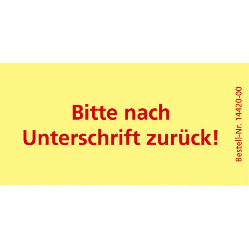 SoldanPlus Bedruckte Haftnotizen: Bitte nach Unterschrift zurück!-0