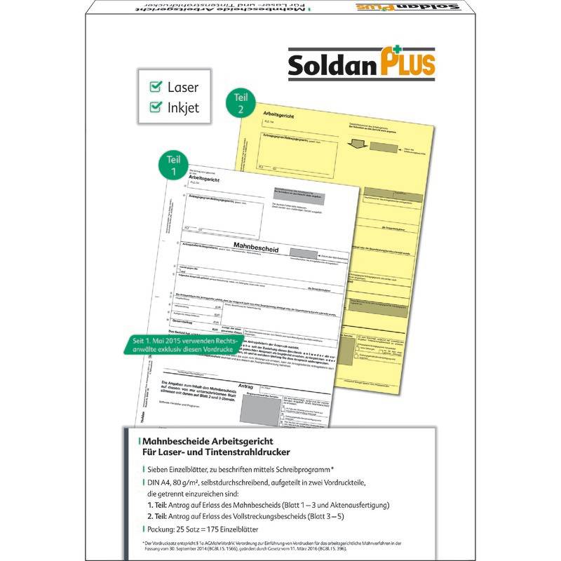 SoldanPlus Mahnbescheid Arbeitsgericht, für Laser- und Tintenstrahldrucker-0