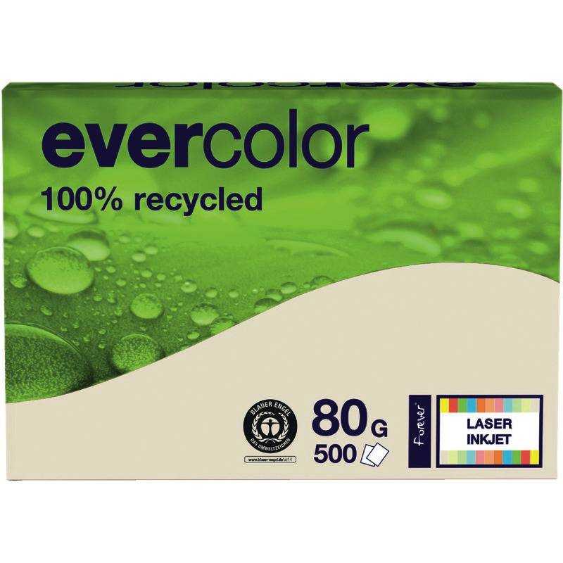 Recycling Kopierpapier evercolor, DIN A4, 80 g/m², Pack: 500 Blatt, chamois