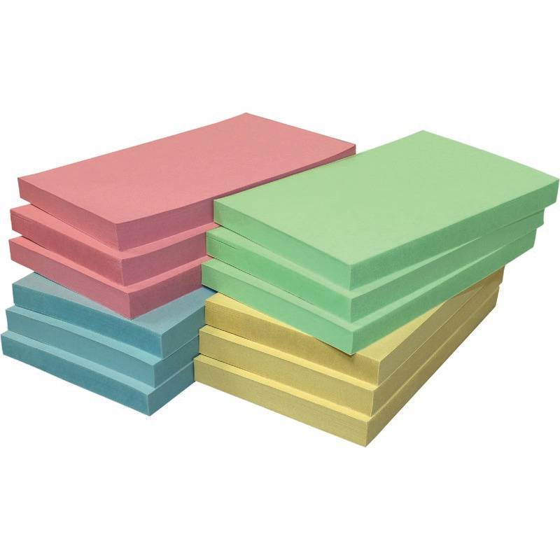 INFO NOTES Recycling Haftnotizen Nature Notes farbsortiert, 125 x 75 mm, 12 Blöc, farbig sortiert-1