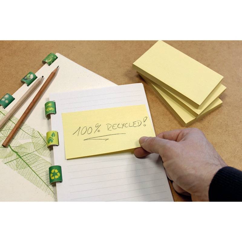 INFO NOTES Recycling Haftnotizen Nature Notes gelb, 125 x 75 mm, 12 Blöcke à 100, gelb-2
