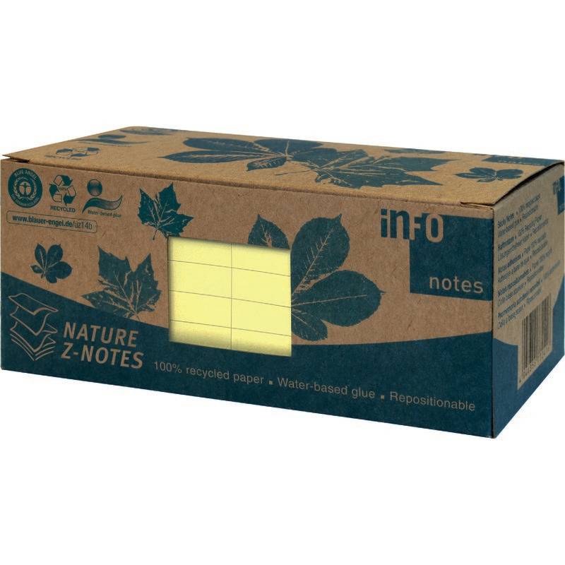 INFO NOTES Recycling Nature Z-Notes gelb, 75 x 75 mm, 12 Blöcke à 100 Blatt, gelb-0