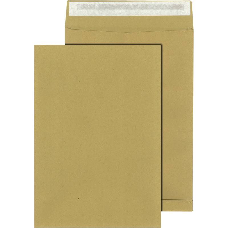 Faltentaschen DIN C4, 229 x 324 mm, haftklebend, braun,130 g/m², 40 mm Falte, St
