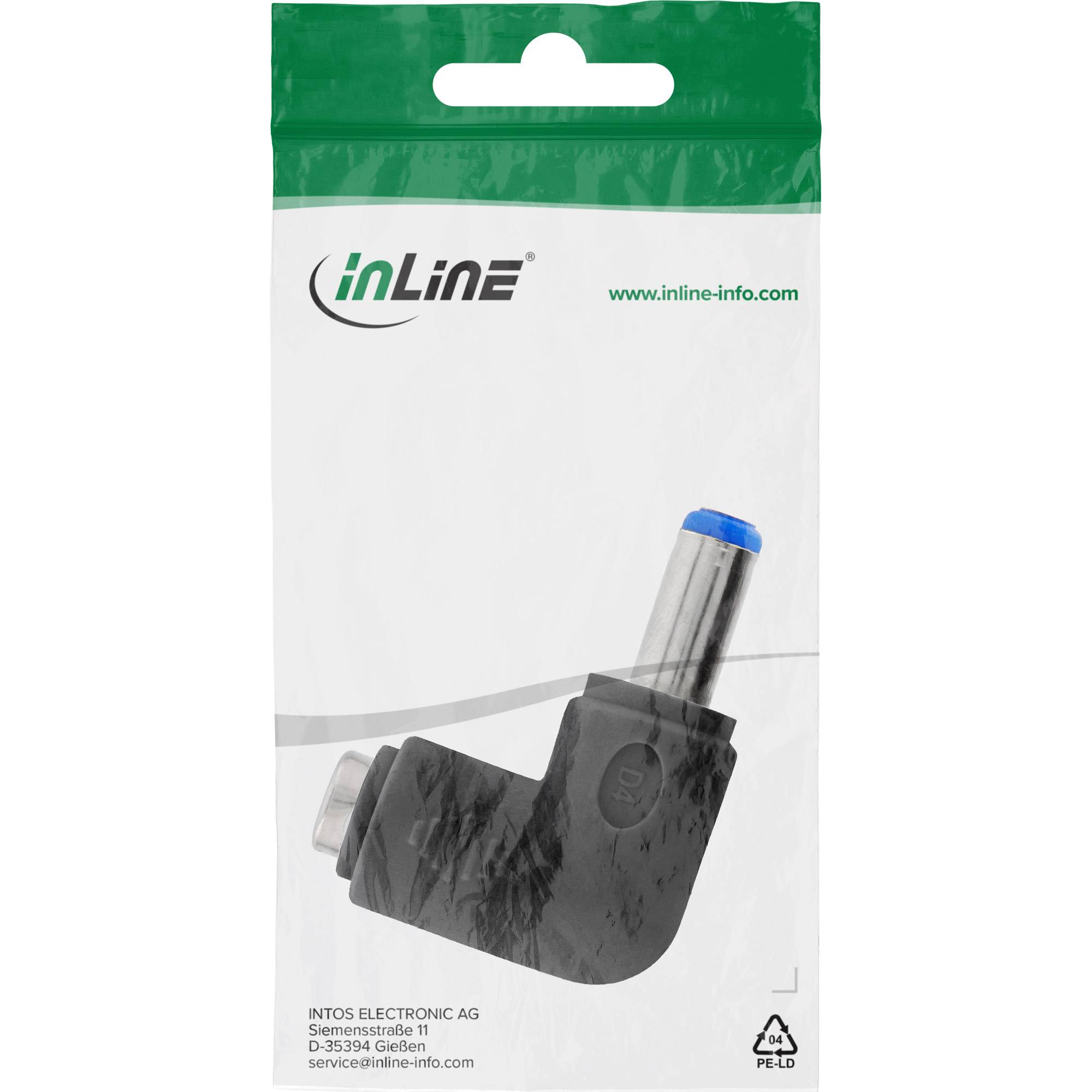 InLine® DC Adapter, 5,5 x 2,1mm DC Hohlstecker Stecker/Buchse gewinkelt, schwarz-1