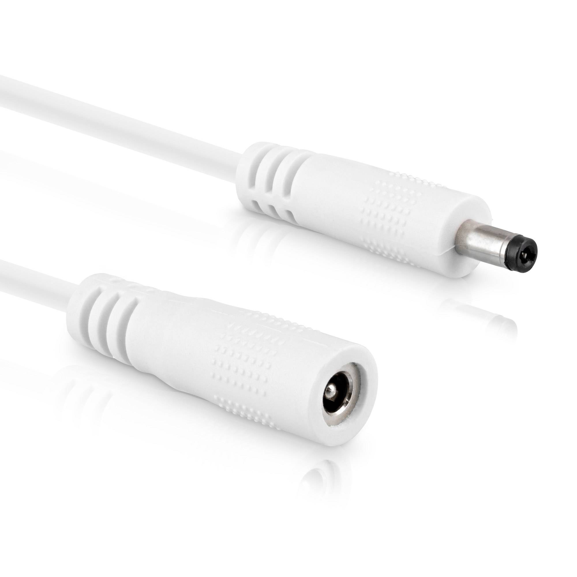 InLine® DC Verlängerungskabel, DC Stecker/Buchse 3,5x1,35mm, AWG 18, weiß 1m-1