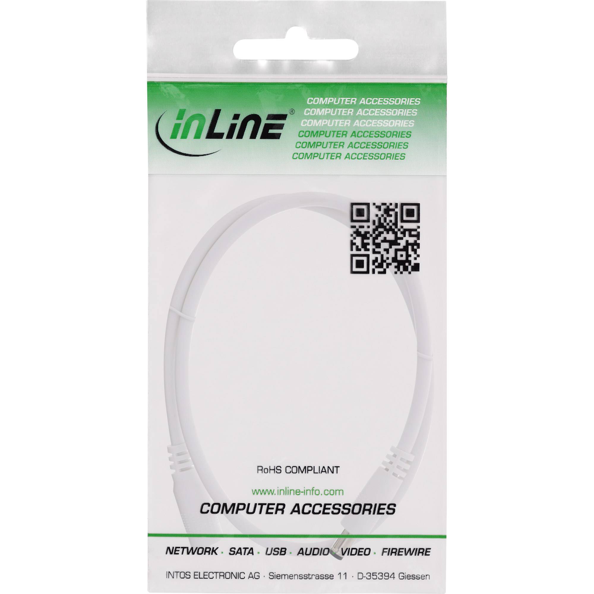InLine® DC Verlängerungskabel, 5,5 x 2,5 mm, AWG 18, weiß, 1 m-3