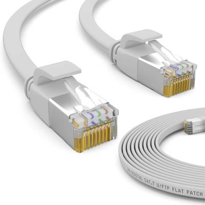 hb-digital 5m Flachkabel CAT 7 Rohkabel Patchkabel RJ45 LAN Kabel flach Kupfer bis zu 10 Gbit/s U/FTP PVC weiß