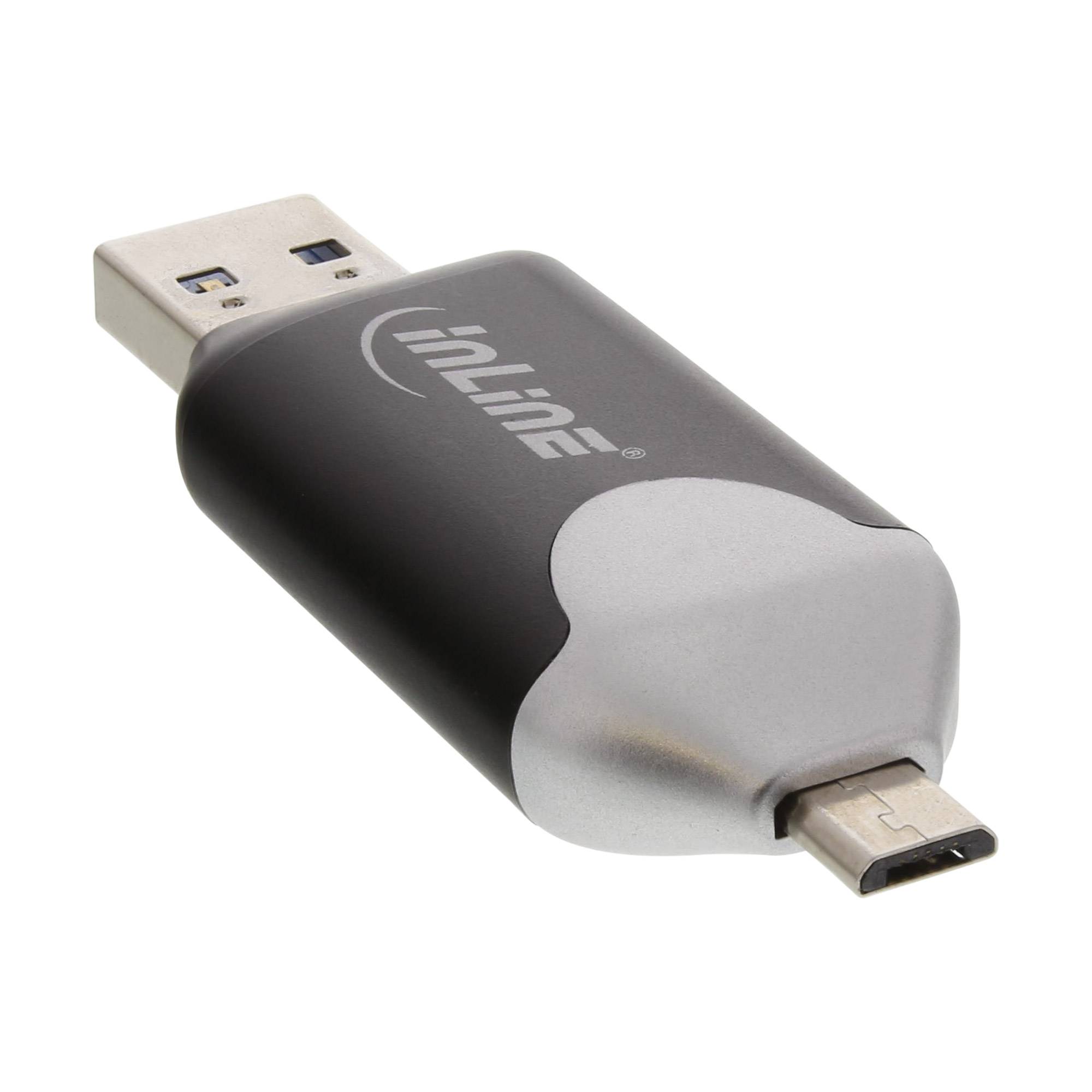 InLine® USB3.0 Dual Cardreader, USB A und Micro-USB 2.0 für SDXC und microSDXC-1