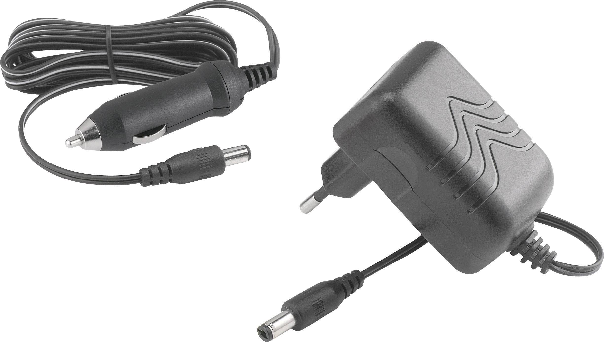 Ein Ladekabel mit Netzteil und Zigarettenanzünder-Adapter, geeignet für verschiedene elektronische Geräte im Auto oder Zuhause.