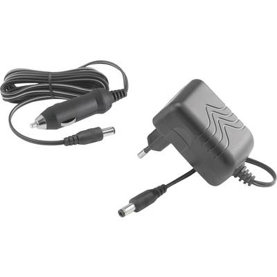 Ein Ladekabel mit Netzteil und Zigarettenanzünder-Adapter, geeignet für verschiedene elektronische Geräte im Auto oder Zuhause.