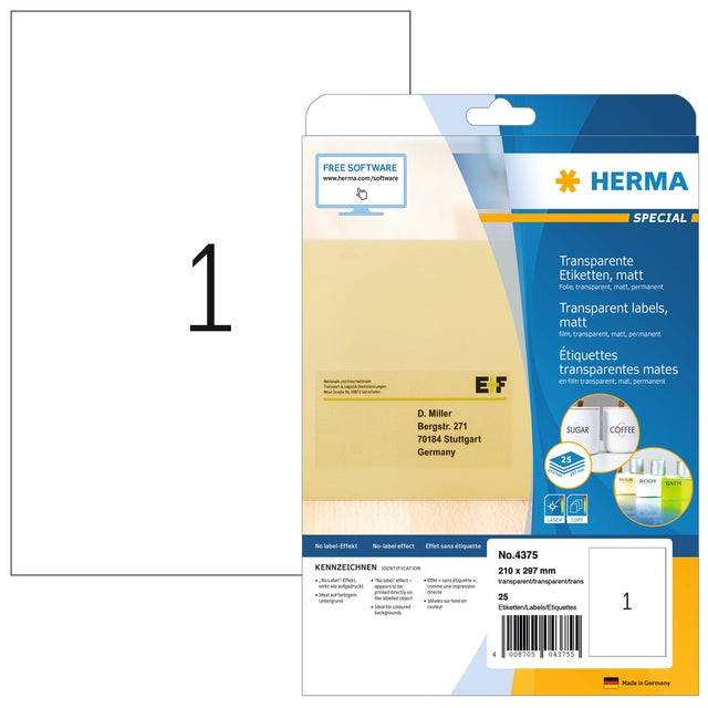 HERMA Special - Matt - permanent selbstklebend - durchsichtig - A4 (210 x 297 mm)-9