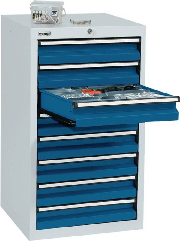 Schubladenschrank H900xB500xT500mm lichtgrau/lichtgrau 8 Schubl.STUMPF