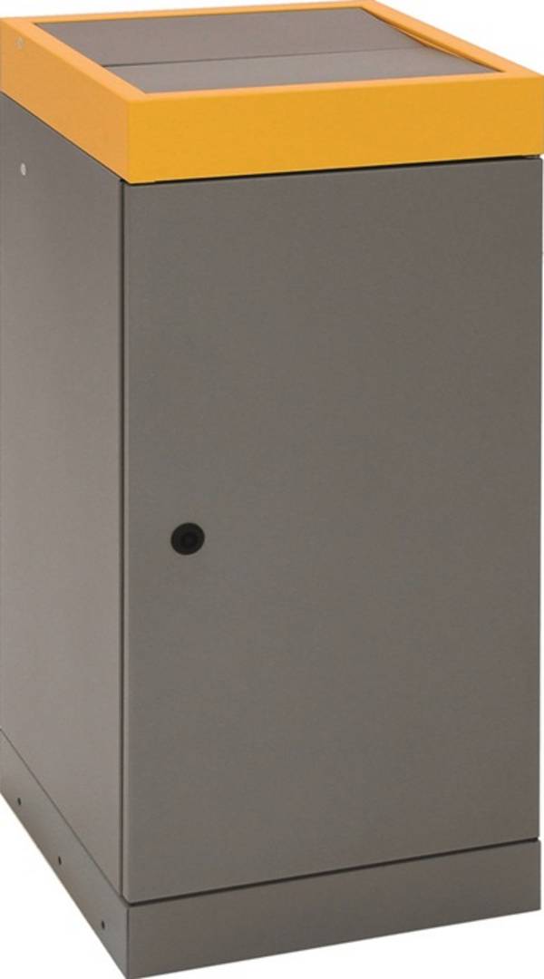 Wertstoffsammler 70l H850xB400xT380mm graualu-Struktur signalgelb verz.Einsatz