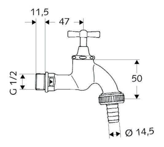 SCHELL Auslaufventil 1/2Zoll, mit Knebelgriff mattchrom-1