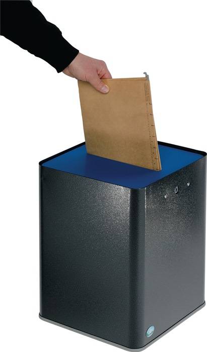 VAR ® Papiersammler P40, DSGVO-konform, antiksilber/blau-1