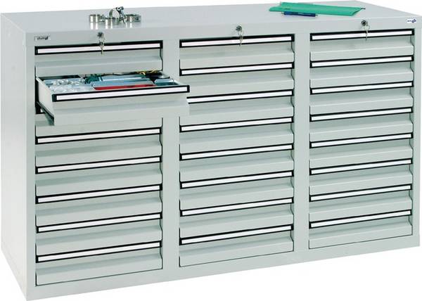 Schubladenschrank H900xB1500xT500mm lichtgrau/lichtgrau 24 Schubl.