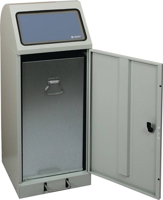 Wertstoffsammler 70l H1000xB400xT380mm lichtgrau verz. Einsatz,Trethebel STUMPF-0