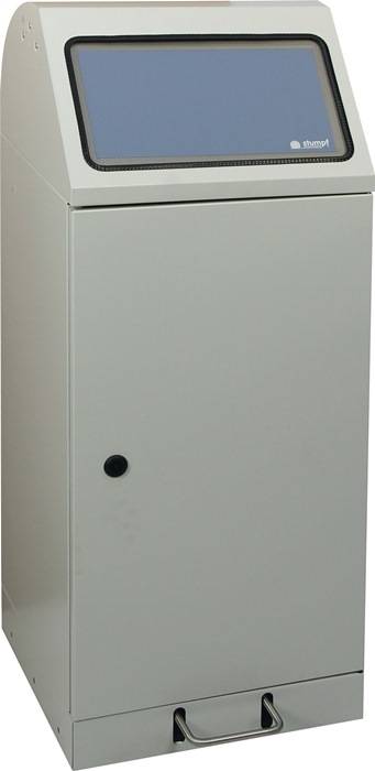 Wertstoffsammler 70l H1000xB400xT380mm lichtgrau verz. Einsatz,Trethebel STUMPF-2