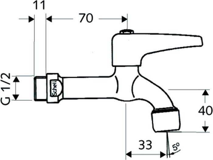 SCHELL Auslaufventil m Hebelgriff 270Grad auf/zu chrom DN 15-2