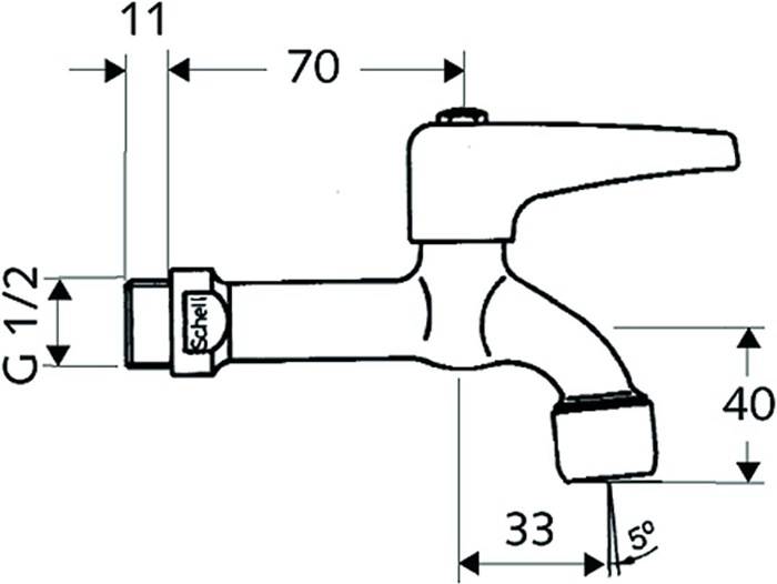 SCHELL Auslaufventil m Hebelgriff 270Grad auf/zu chrom DN 15-3