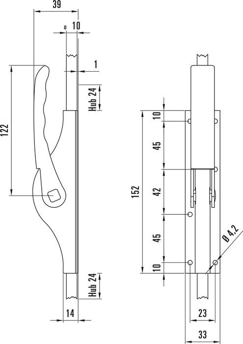 Tortreibriegel PLANO 10mm Schlaufenanzahl 2 STA hell verz.DENI-3