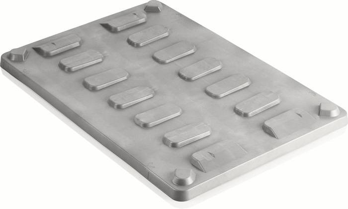Auflagedeckel L800xB1200mm D.reckeckig hellgrau HDPE f.Großvolumenbehälter 470l