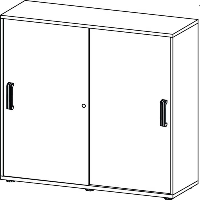 Schiebetürenschrank H1100xB1200xT400mm weiß/Eichedekor 3 OH 2 Türen Relinggriff-3