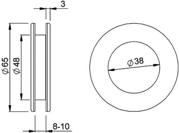 Muschelgriffpaar 5254 VA feingedreht EL.-D.50mm KWS-2