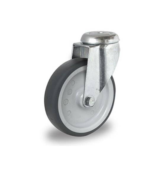 Lenkrolle mit Rückenloch 100 mm Thermoplastisches Gummi "Apparaterolle"-0
