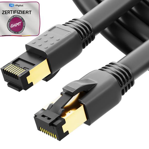 hb-digital 5m RJ45 Patchkabel CAT 8.1 S/FTP LSZH schwarz