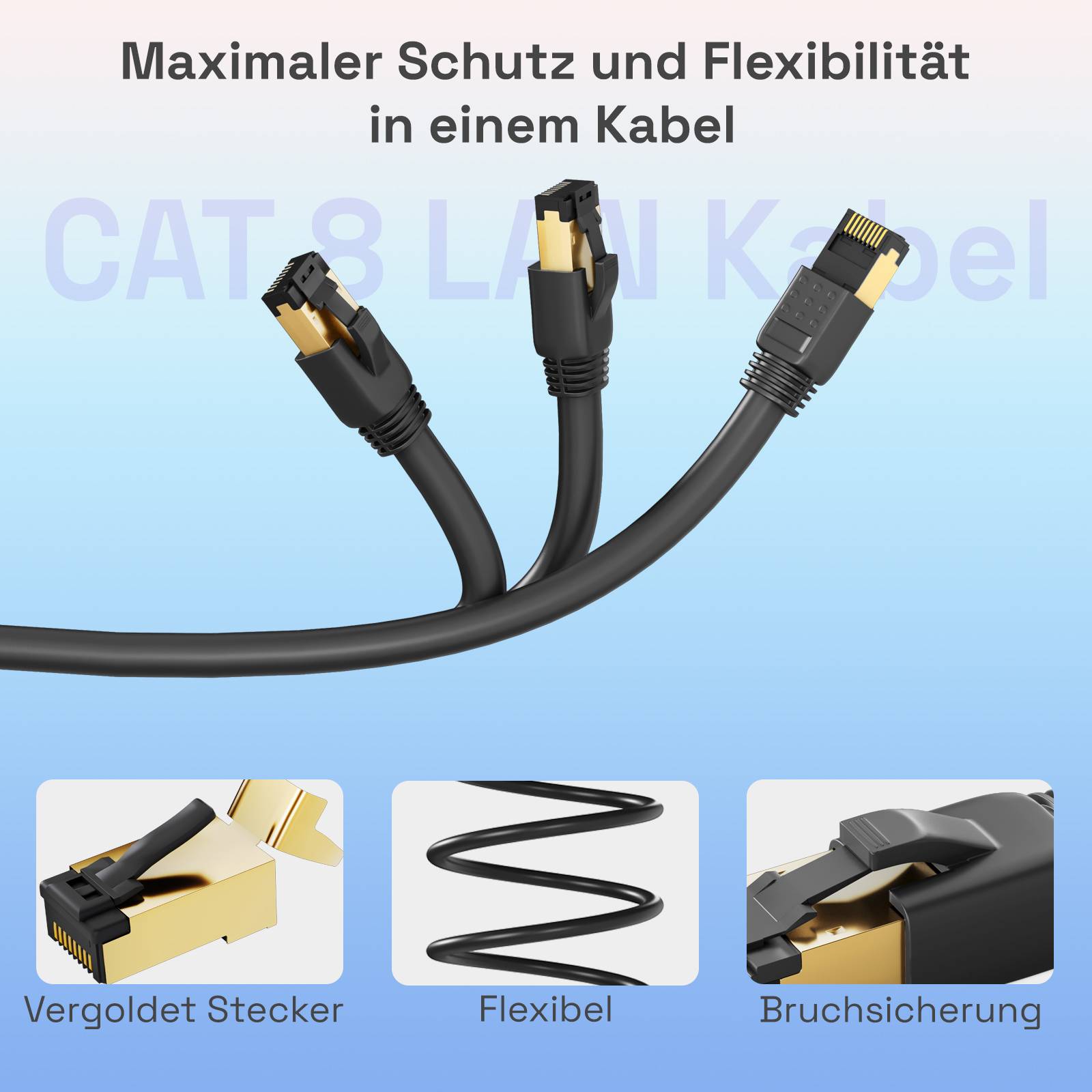 hb-digital 0,25m RJ45 Patchkabel CAT 8.1 S/FTP LSZH schwarz-1