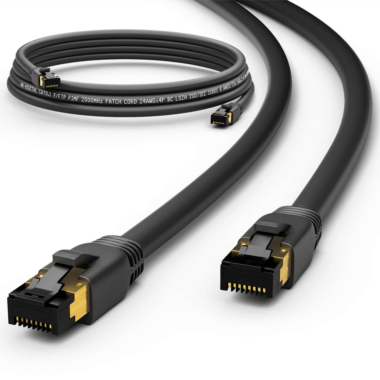 hb-digital 0.25m RJ45 Patch Kabel CAT 8.1 Netzwerkkabel cat8 F/FTP LSZH schwarz-0