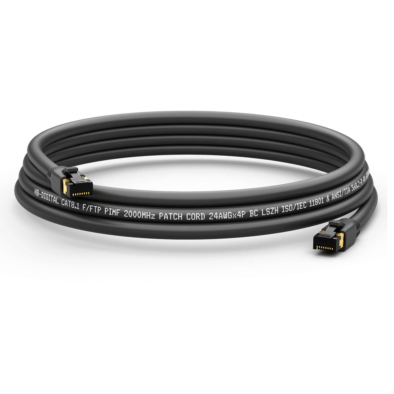 hb-digital 0.25m RJ45 Patch Kabel CAT 8.1 Netzwerkkabel cat8 F/FTP LSZH schwarz-4