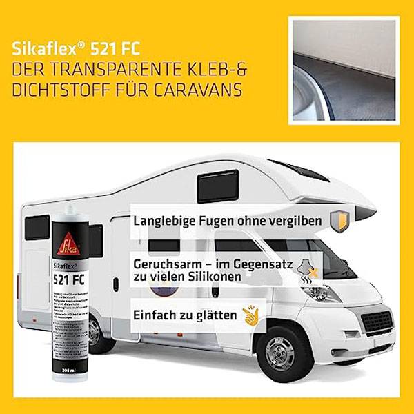 Sikaflex 521FC Klebstoff, Dichtstoff transparent 290ml 18260-2
