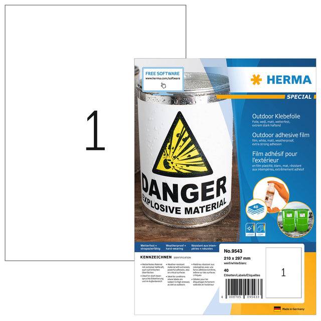 HERMA Special - Polyethylen (PE) - matt - extrem stark haftend - weiß - A4 (210 x 297 mm)-7